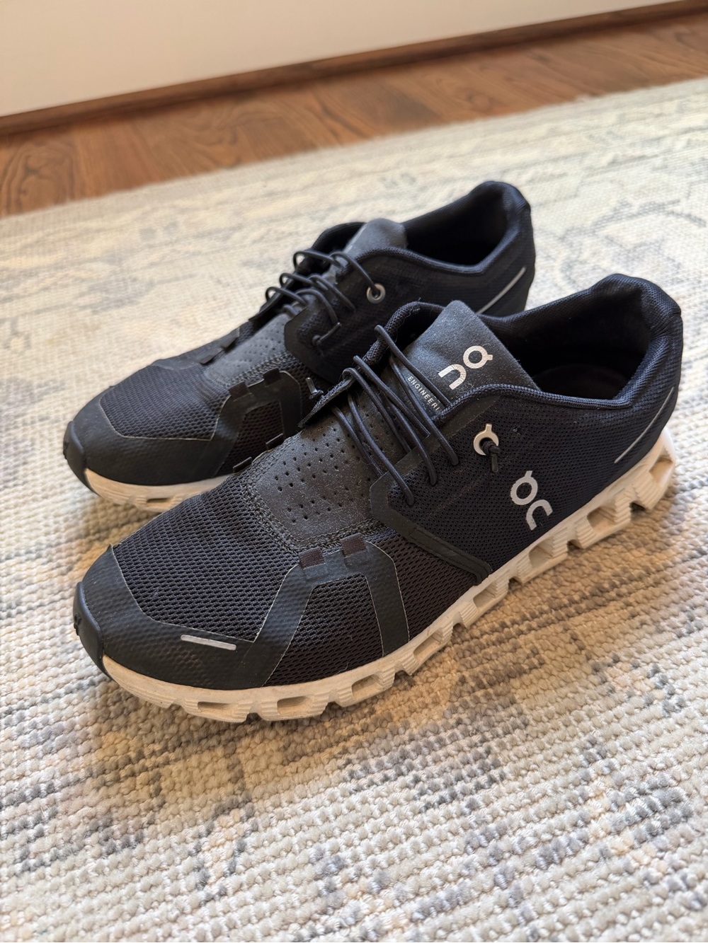 On Running Men's Black Athletic Running Sneakers with White Sole